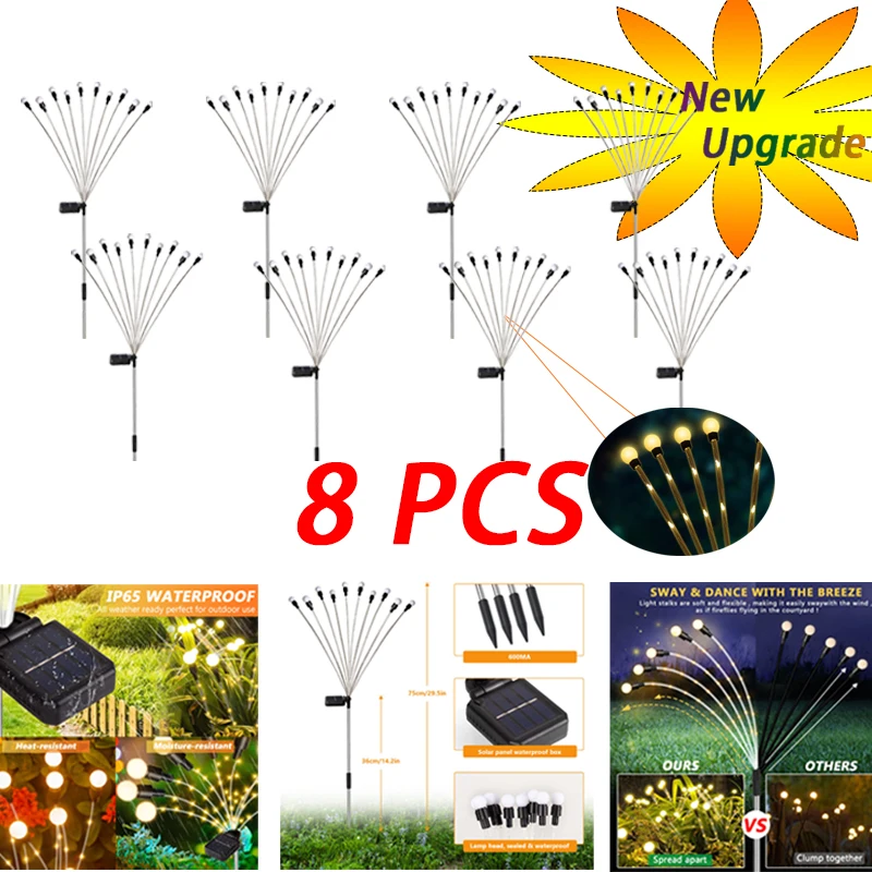 Firefly & Light String New Upgrade Solar Firefly Light Solar Outdoor/Yard/Terrace/Hallway/Decorative Light 1/2/4 Pcs