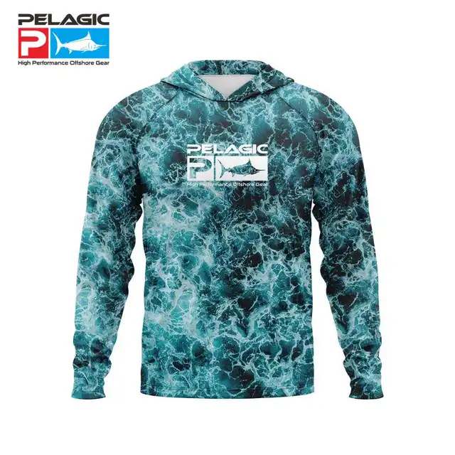 New Pelagic Gear Hoodie Fishing Shirts Men Long Sleeve Quick Dry Sweatshirt Summer Dresses Breathable Jersey UV Fishing Clothing 1