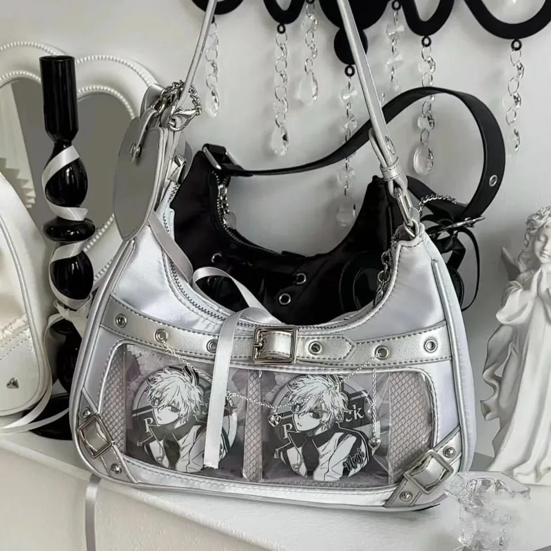 Richme Y2K сумки на плечо подмышками женские дизайнерские серебряные ленты с бантом