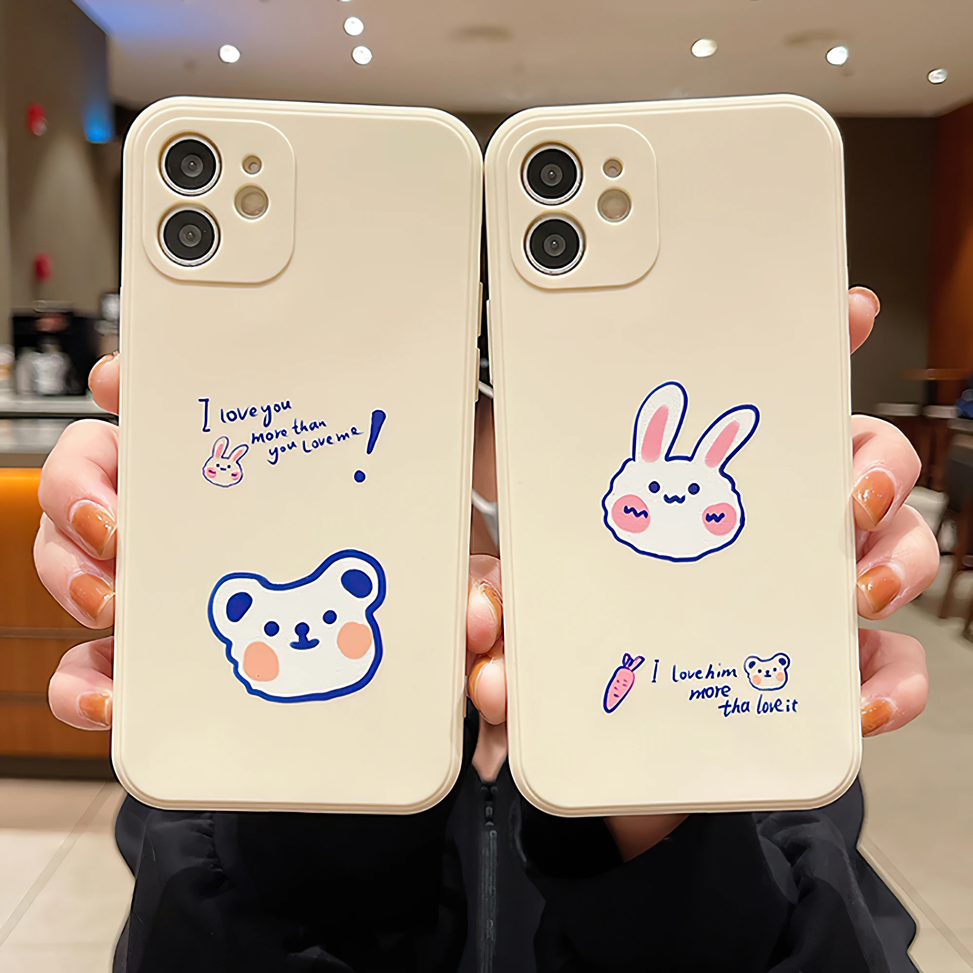 

Spain Bear Rabbit INS Phone Cases For Apple iPhone 11 13 Pro Max 12 Mini X XR XS MAX SE 2020 6 6S 7 8 Plus Silicone Cover Funda