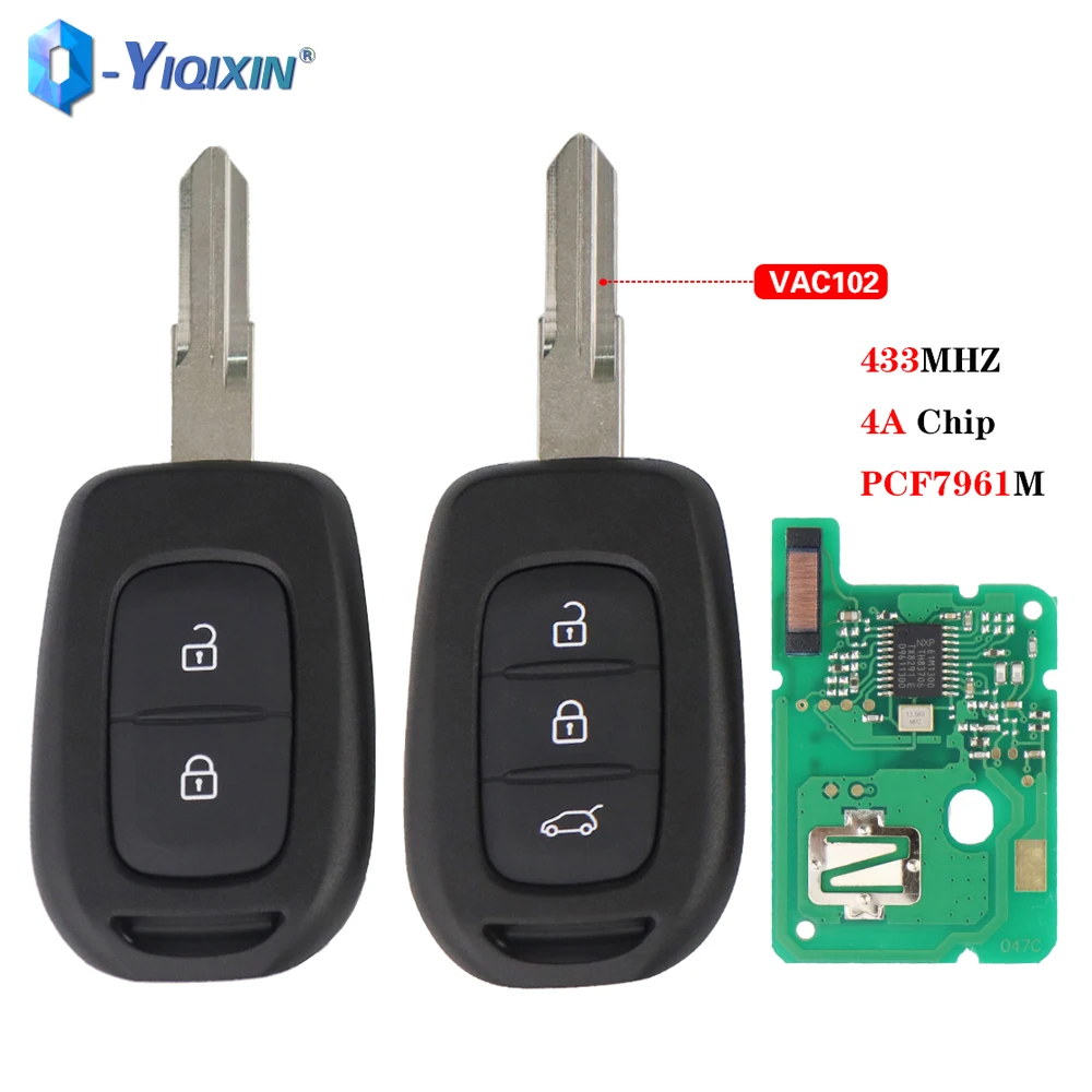 

YIQIXIN VAC102 Uncut Blade Auto Control Key For Renault Clio4 Symbol Master3 Trafic Sandero Logan Dacia 4A Chip PCF7961M Remote