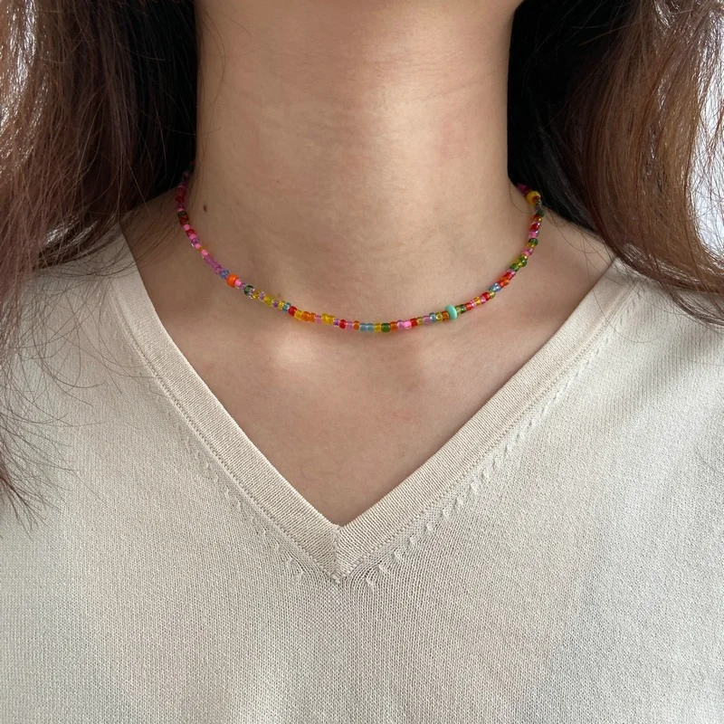 

Богемное модное ожерелье-чокер для женщин красочное прозрачное милое простое женское ожерелье ювелирные изделия