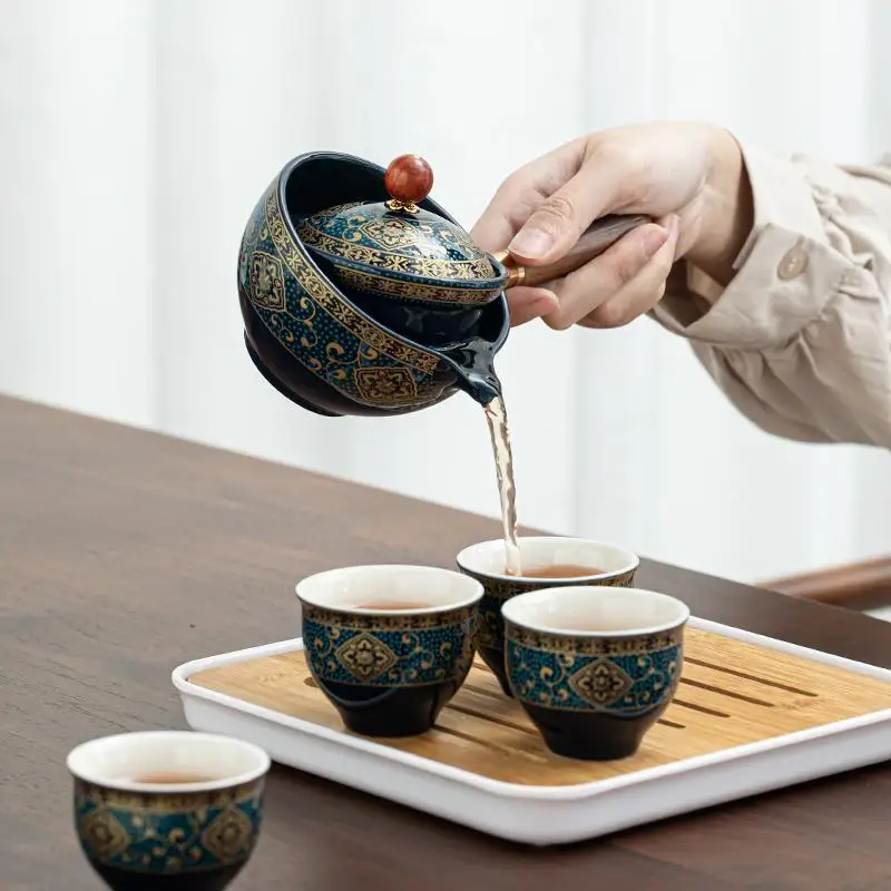 

Ceramic Teapot Chinese Gongfu Tea Pot 360 Rotation Tea Maker Infuser Portable Single Pot 160ml Chinese Gongfu Tea Supplies