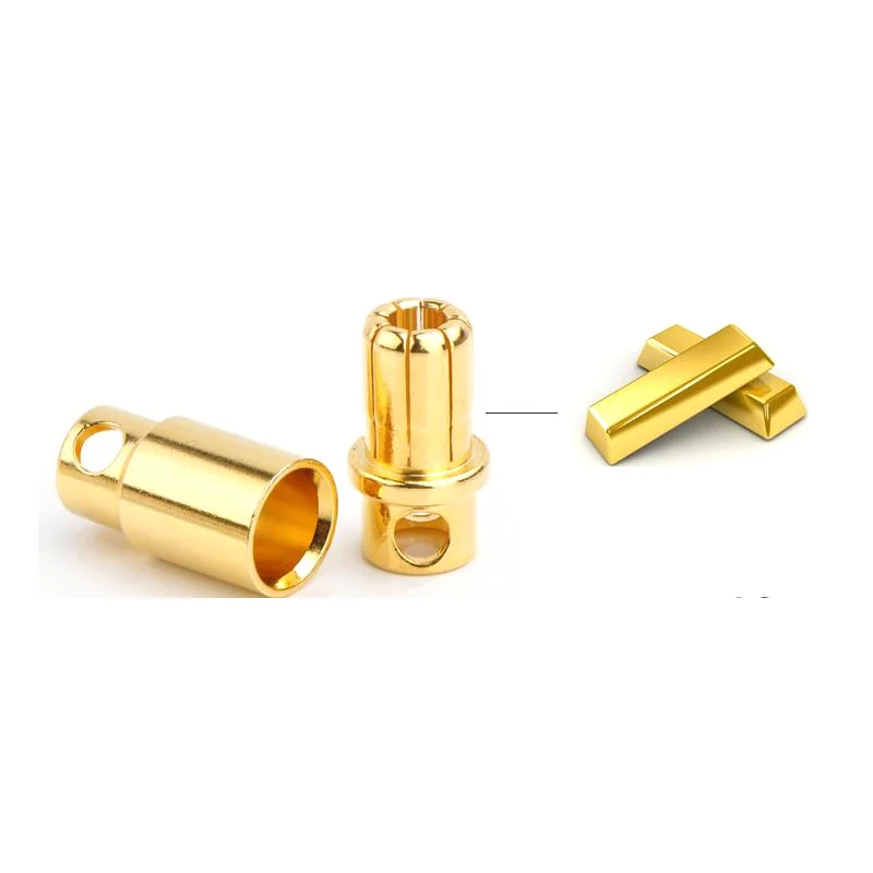 

5 pairs AMASS 8.0mm Banana golden Plug Connector male female ESC Motor plug for RC Car/Trunk/Drone