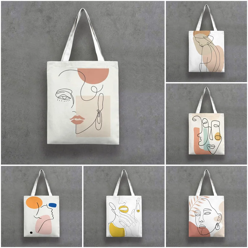 

Abstract Art Print Handbag Korean Ins Style Is Casual Style Large Capacity Canvas Bag Fashion Ladies Shopping Messenger Bags