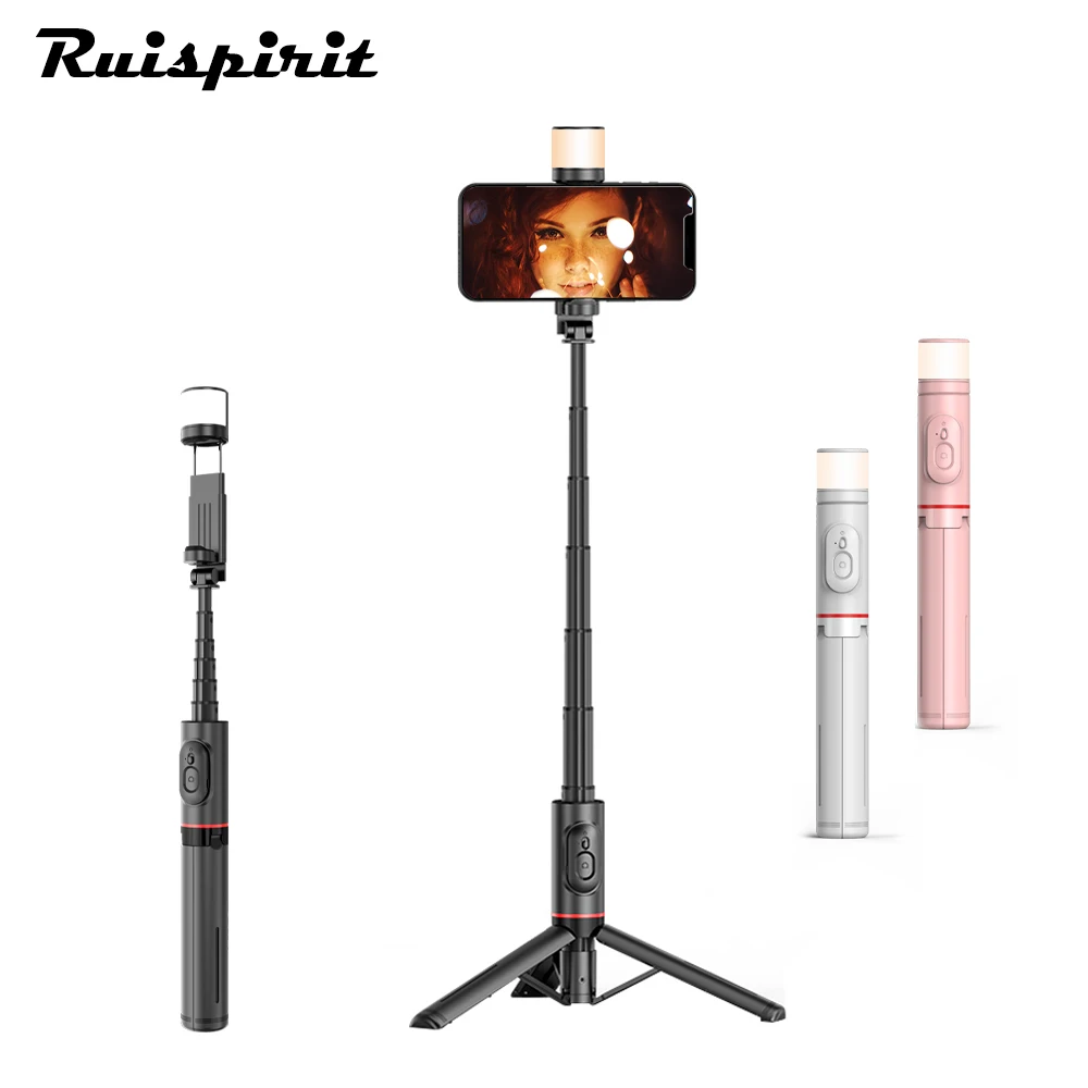 

Portable Aluminum Selfie Stick Stable Tripod Extendable 360° Rotatable Fill Light Reinforced Wireless Remote for SmartPhone
