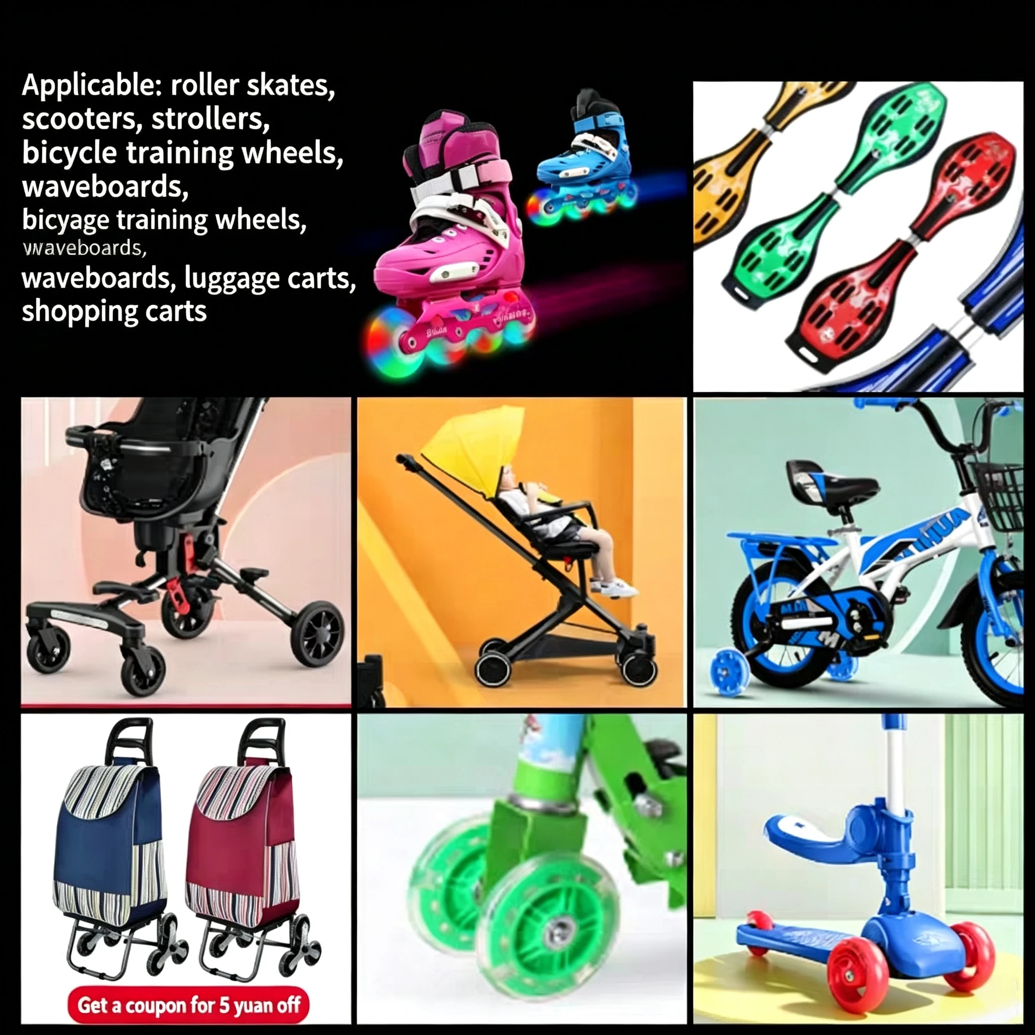 Фото Самокат-каталка Frog Scooter для скоростного катания, с вращающимися колесами, светящимися полиуретановыми колесами (PU), бесшумными, 90/80/76/72 мм. №3