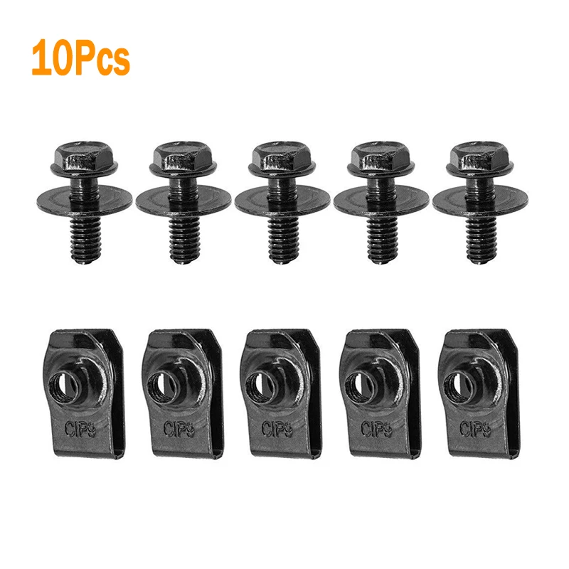 

10 Шт., U-образная Гайка M6, Зажимы Для Болтов Кузова Автомобиля, Крышка Двигателя, Защита От Брызг, Фиксатор Бампера И Крыла