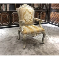 european style solid wood carved leisure chair luxury living room single cloth chair study soft back book chair