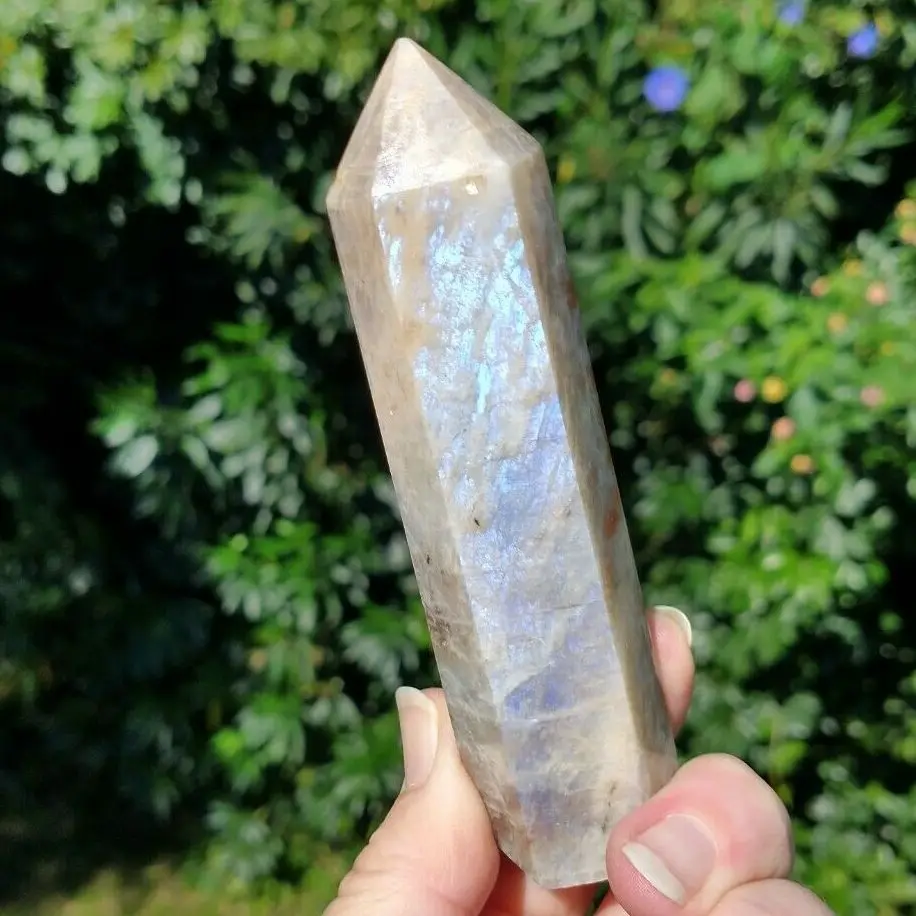 

Excellent Natural Gray Moonstone Tower Healing Energy Stone Crystal Quartz Room Ornament Reiki DIY Gift