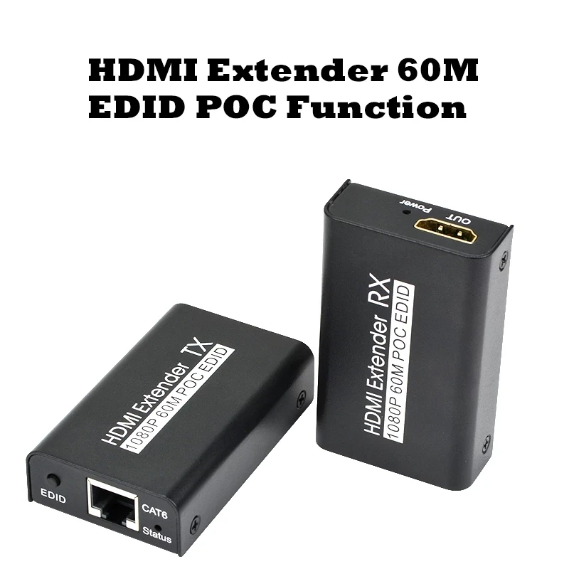 

1080P 50m HDMI Extenders Repeater Over Cat 6 Cat 5E Cables With POE Function Rj45 Transmitter TX/RX Extender