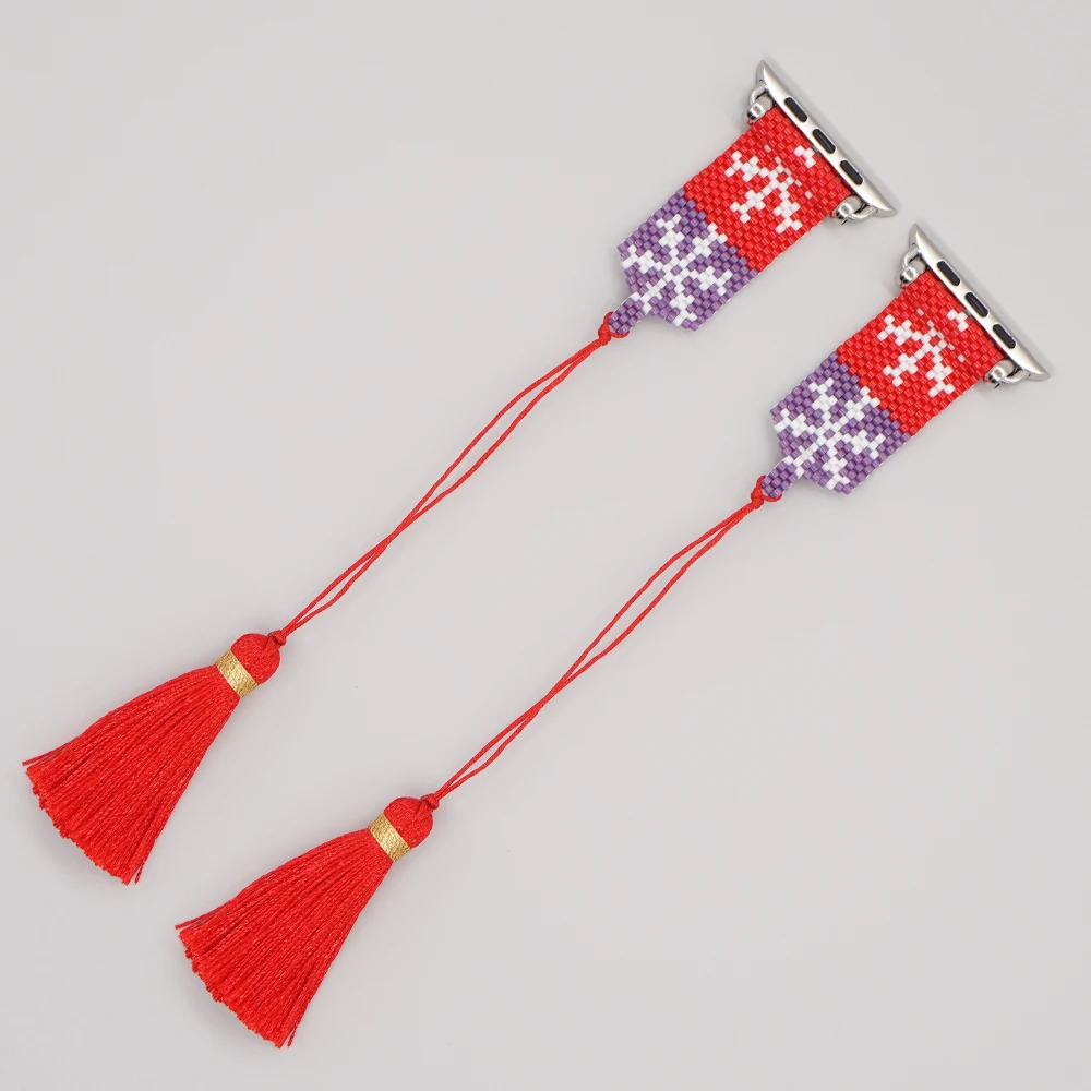 Christmas Tassel Band for Apple Watch Se 8 Series 44Mm 40Mm Rope Charm Watchband Strap On Smart Iwatch 7654321 Bracelet