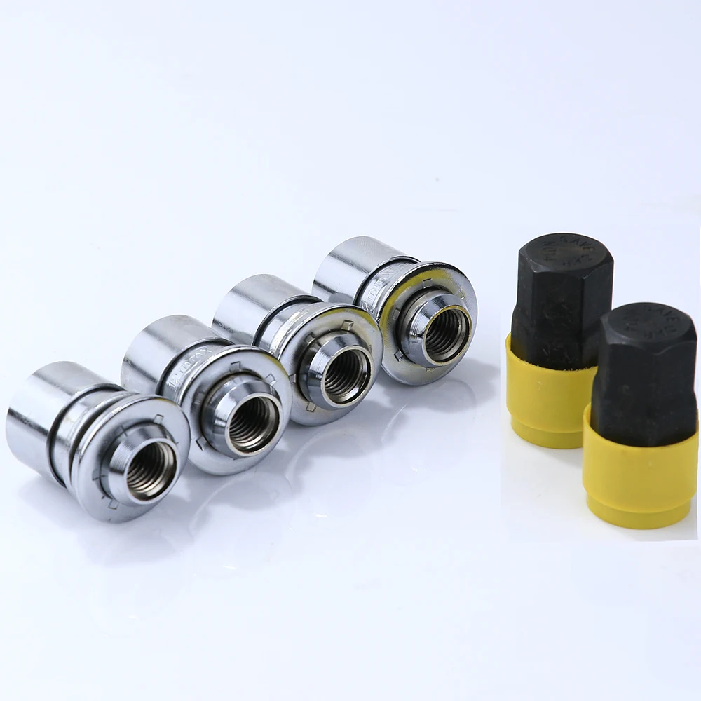 Серебряные 4 шт. гайки + 2 ключа стальные противоугонные защитные для обода колеса