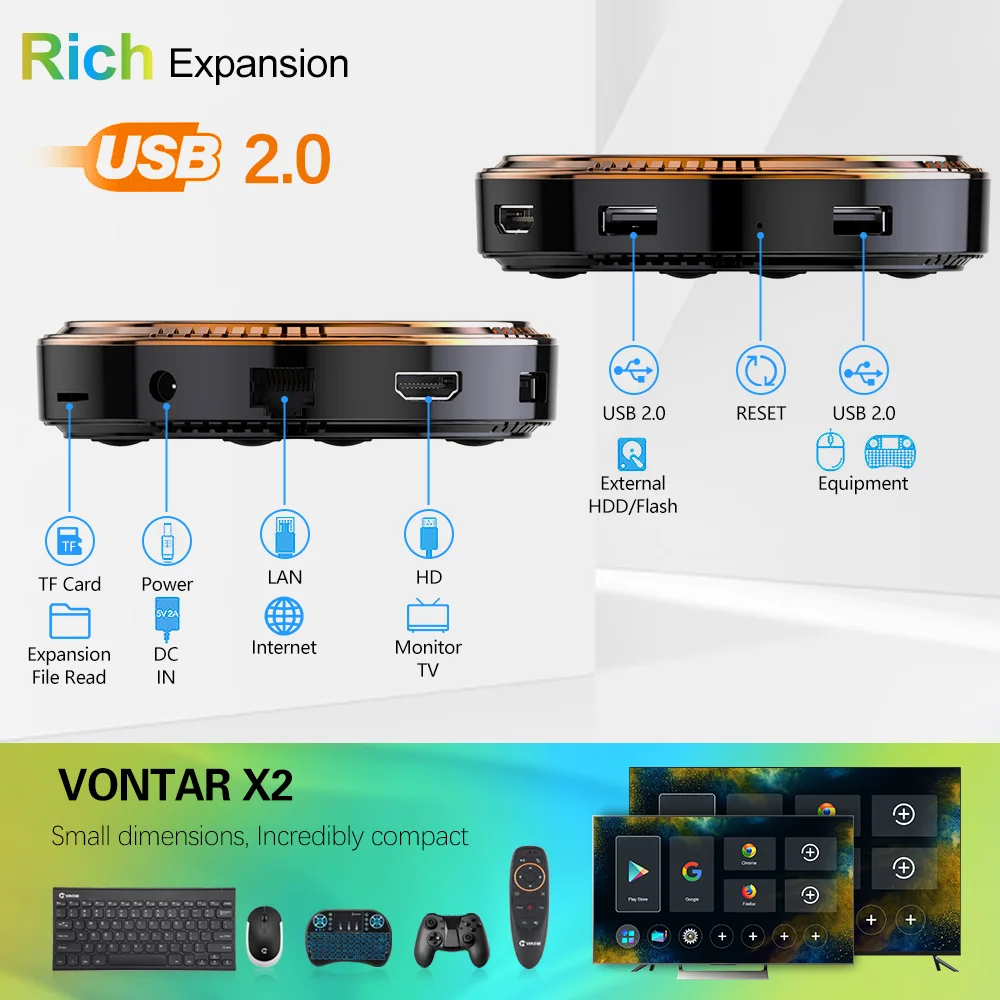 Приставка Смарт-ТВ VONTAR X2 Amlogic S905W2 Android 11 4 + 64 ГБ 32 Гб 2 16 Support AV1 Wifi BT TVBOX Media Player Set Top Box -