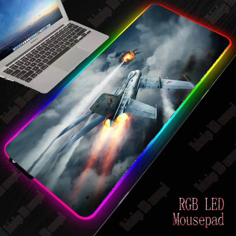 

War Thunder RGB Gaming Keyboard and Mouse Pad PC Computer Desktop Colorful Luminous 14 Patterns Color LED Luminous Desk Mat XXL