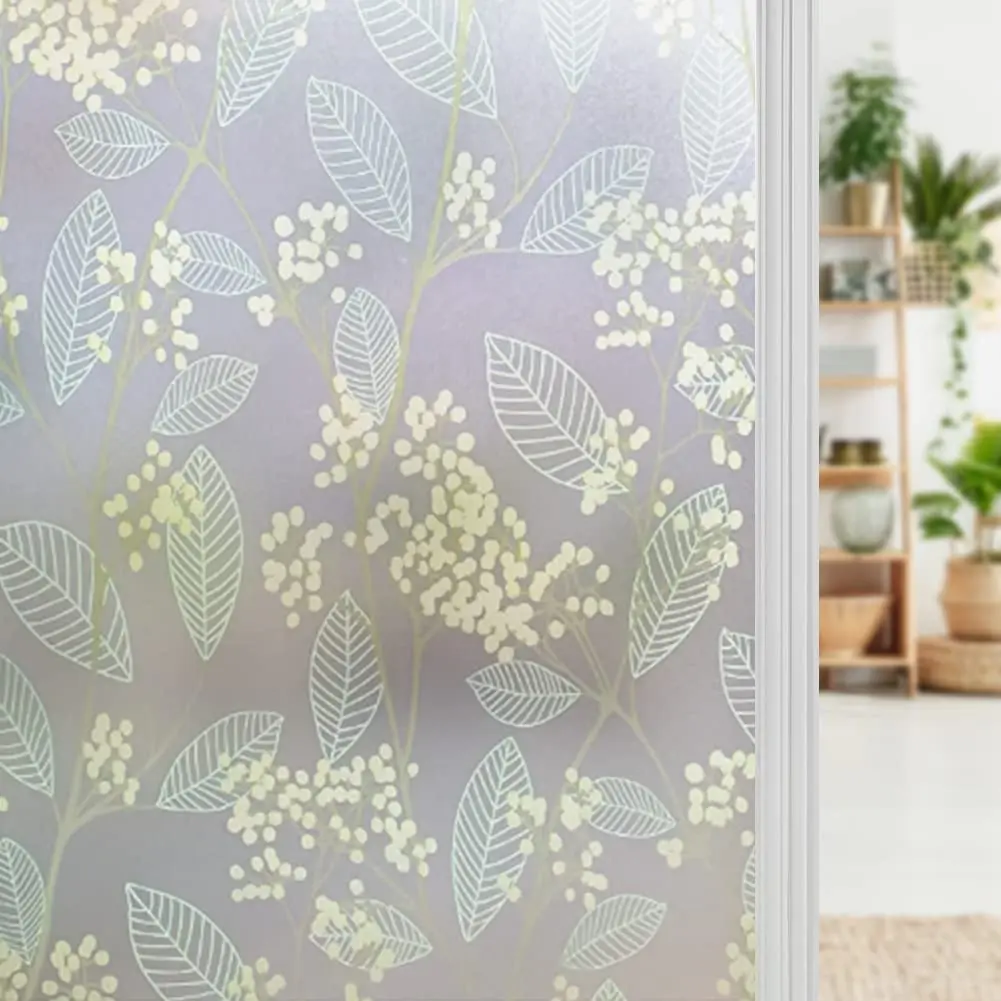 

Stained Decorative Window Film Static Self adhesive Glass Sticker Heat Control Vinyl Window Decals For Home Door Colorful Leaf