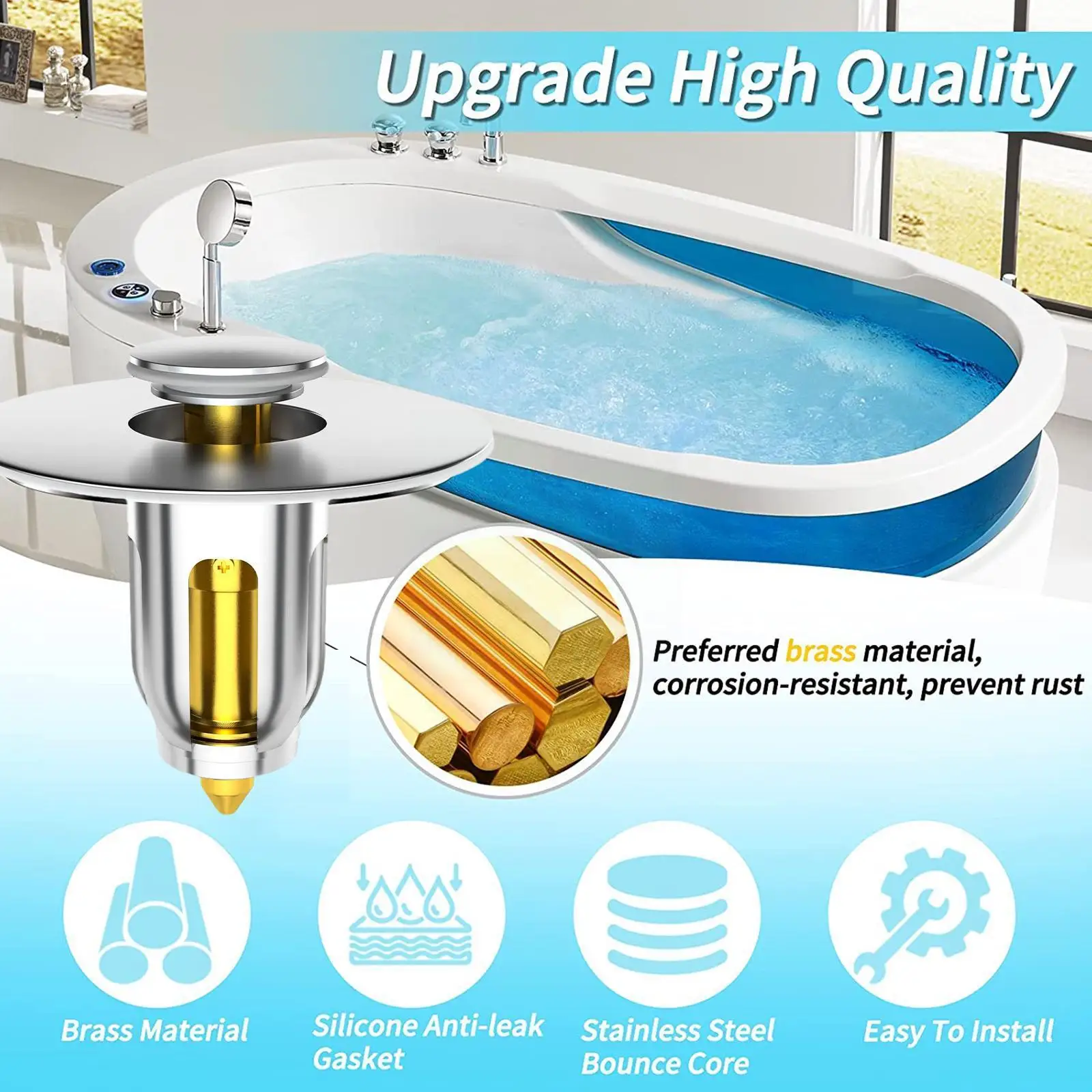 

Steel Basin Up Bounce Core Basin Drain Filter Hair Stopper Bathtub Sink Sink Strainer Stopper Catcher N4r4