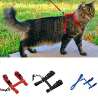 cat collar accessories pet adjustable breathable vest harness chest strap with leash kittens supplies solid colors dropship
