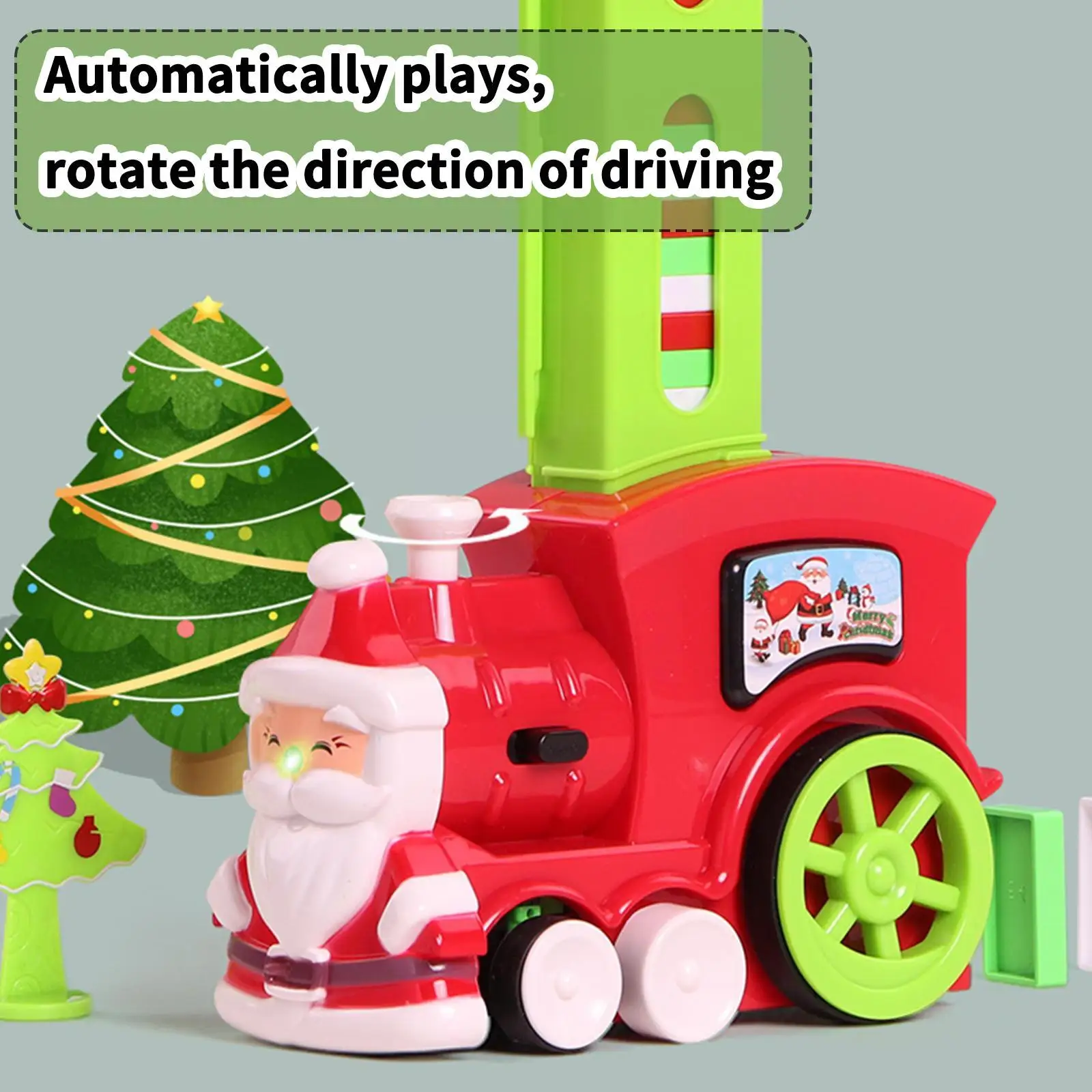 

Merry Christmas Electric Domino Small Train Automatic Toy Mechanism Accessories Domino Stand Pull Children's Licensing Lice M2D9