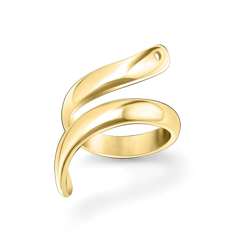 

Retro stainless steel female finger rings jewelry 18k gold plated snake wrap ring Women