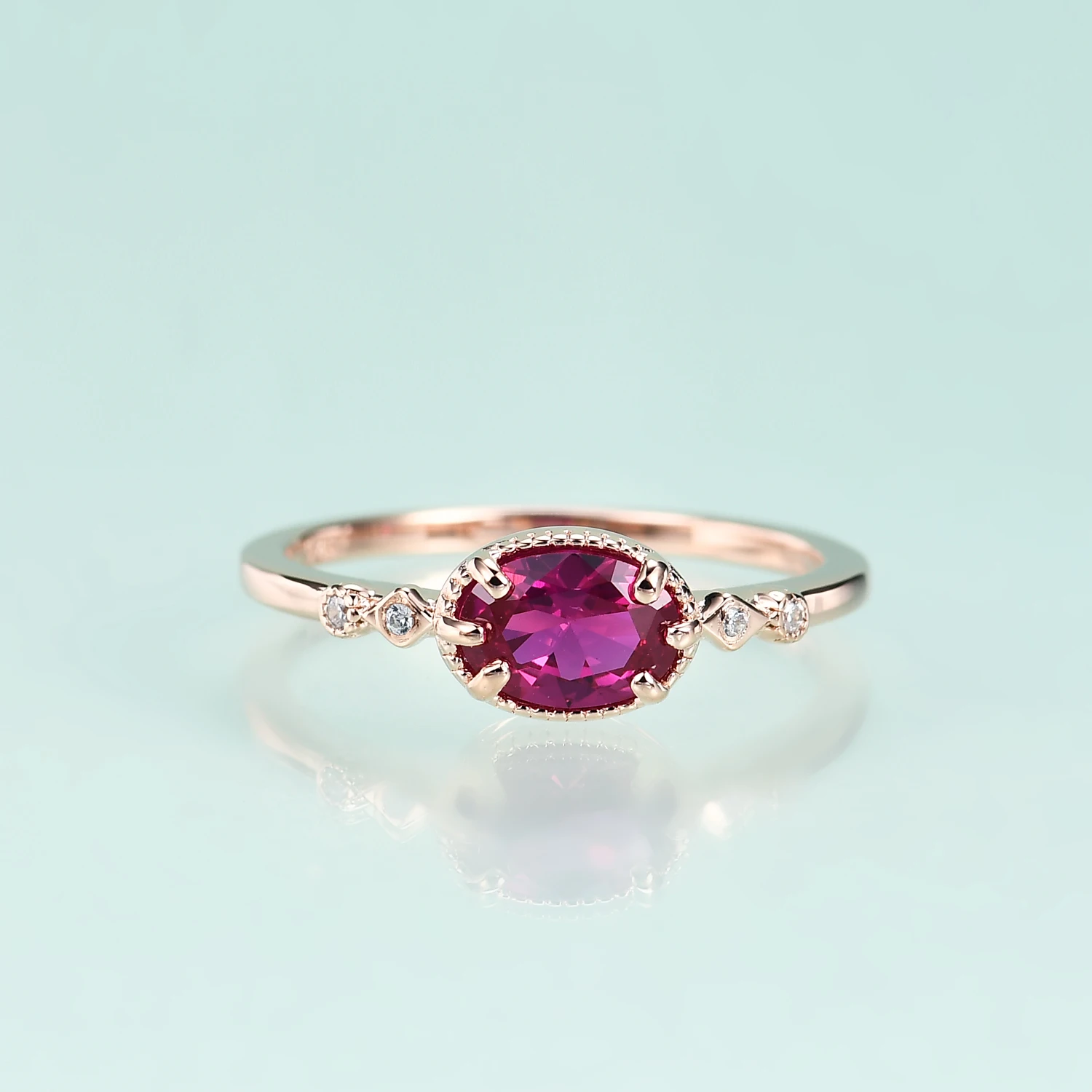 

Gem's Beauty Rose Gold Filled Lab Created Ruby Rings 925 Sterling Silver Engagement Proposal Wedding Band Ring For Women Gift