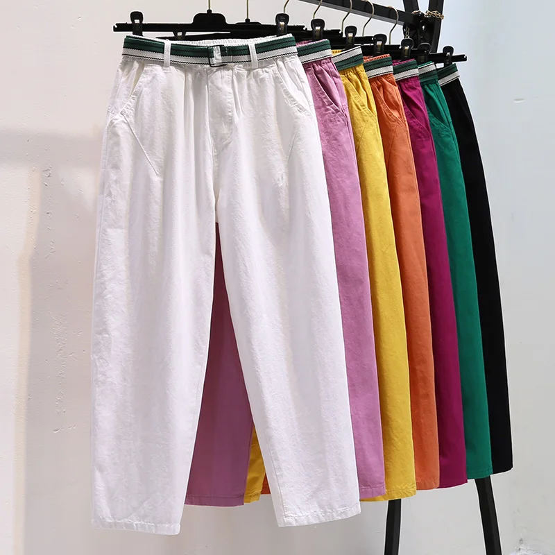 

Spring Summer 2023 New Loose Nine-Point Radish Casual Pants Women Korean High-Waisted Straight Tooling Harem Pants Female H2236