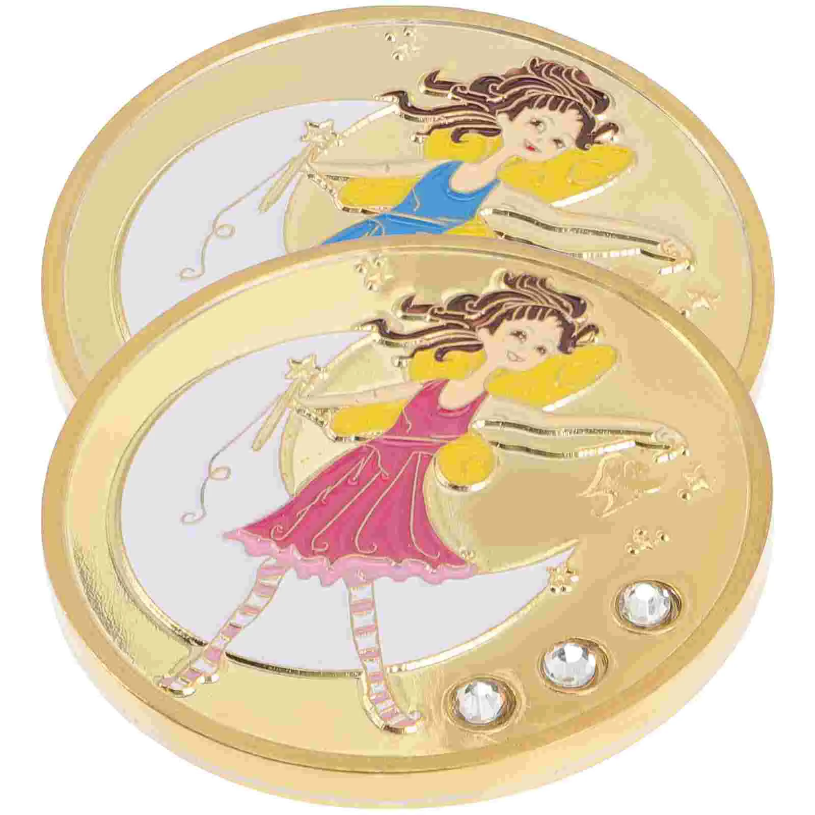 

2 Pcs Baby Gift Tooth Fairy Gifts Girls Commemorative Coin Coins Treasure Box Zinc Iron Alloy Golden Rewards Child