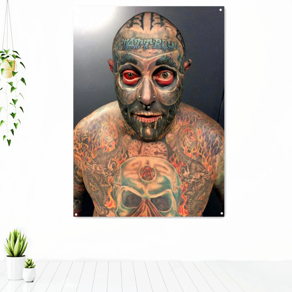 

Full Body Tattoo Monster Art Poster Wall Hanging Flag Old School Tattoo Artwork Tapestry Canvas Painting Room Wall Decor Banners