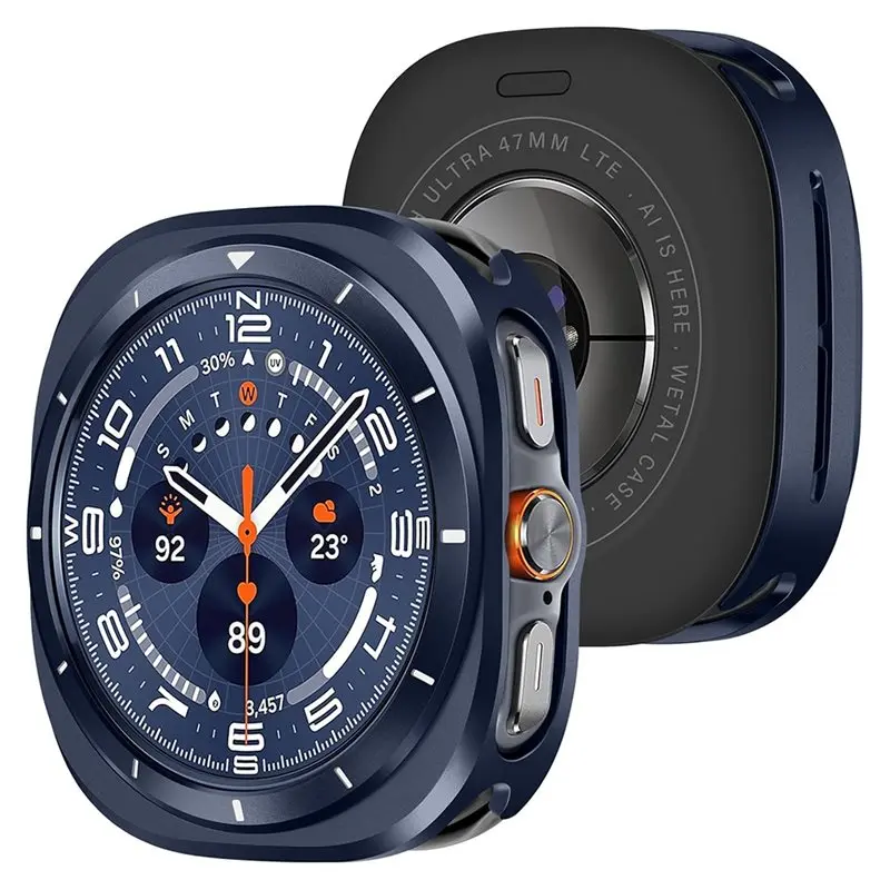 Фото Прочный металлический корпус A97I-Rugged 47 мм для Galaxy Watch 7/8 Ultra (2025/2024), ударопрочная сине-белая крышка №4