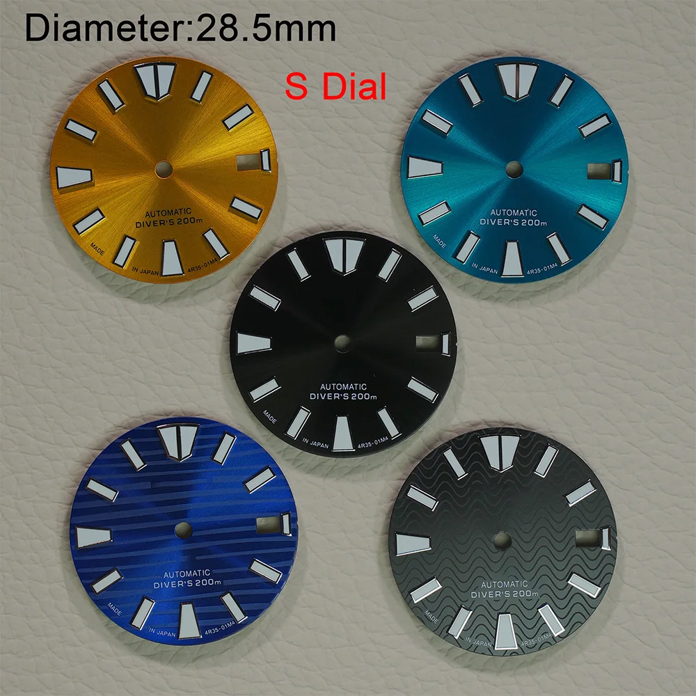 Высококачественный циферблат 28 5 мм NH35/NH36 S зеленый подходит для движения nh35 nh36