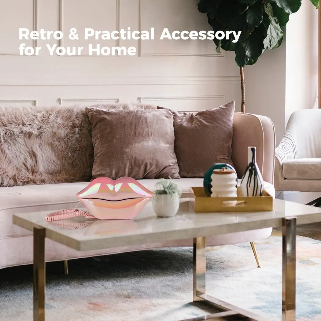 Розовый проводной телефон для губ забавная декоративная новинка стационарный