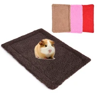 2022double sided small pet warm mat plush hamster small mat guinea pig nest mat easy to carry rectangular rabbit bed cushion mat