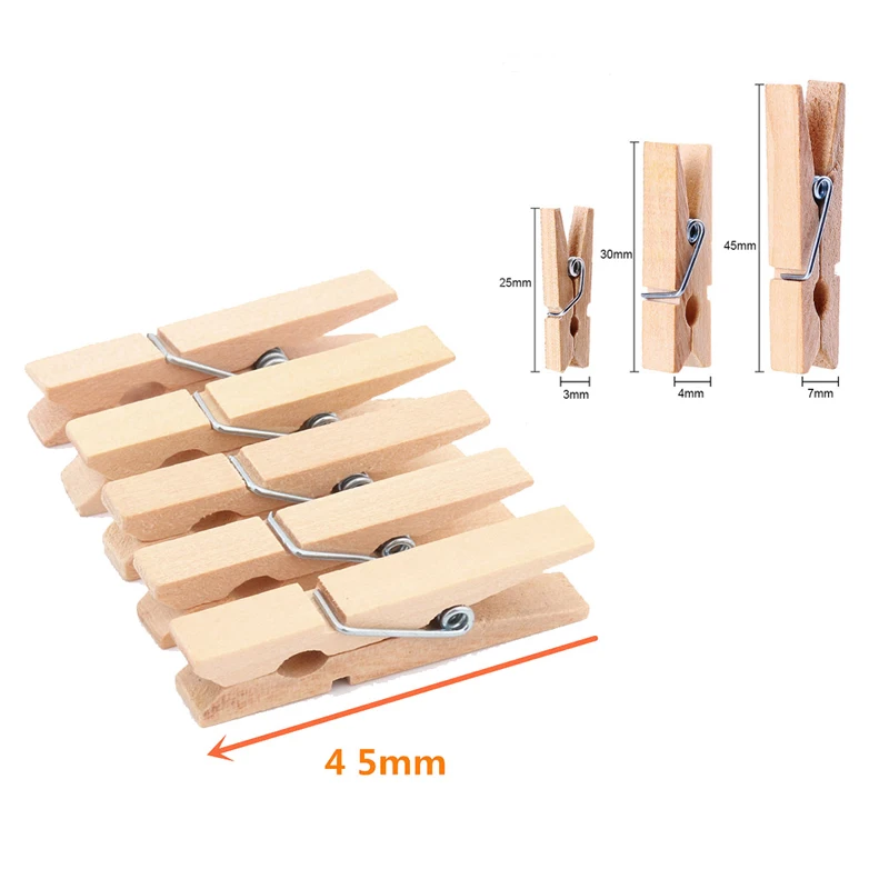 

50Pcs 25Mm,30Mm,45Mm 72Mm Clothes Pegs Mini Wooden Paper Photo Clips Clothespins Wood Clamps For Storage Supplies Wooden Clips