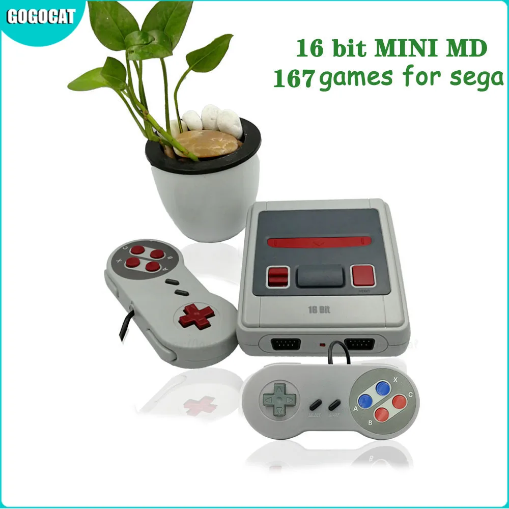 Встроенные 167 игр для видеоигрового контроллера Sega MD Mini TV, 16-битный ретро-классический портативный игровой плеер с выходом AV, игрушки в подарок.