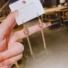 Персонализированные темпераментные полые серьги-кольца с инкрустацией бриллиантами и кисточками для женщин в Корейском стиле