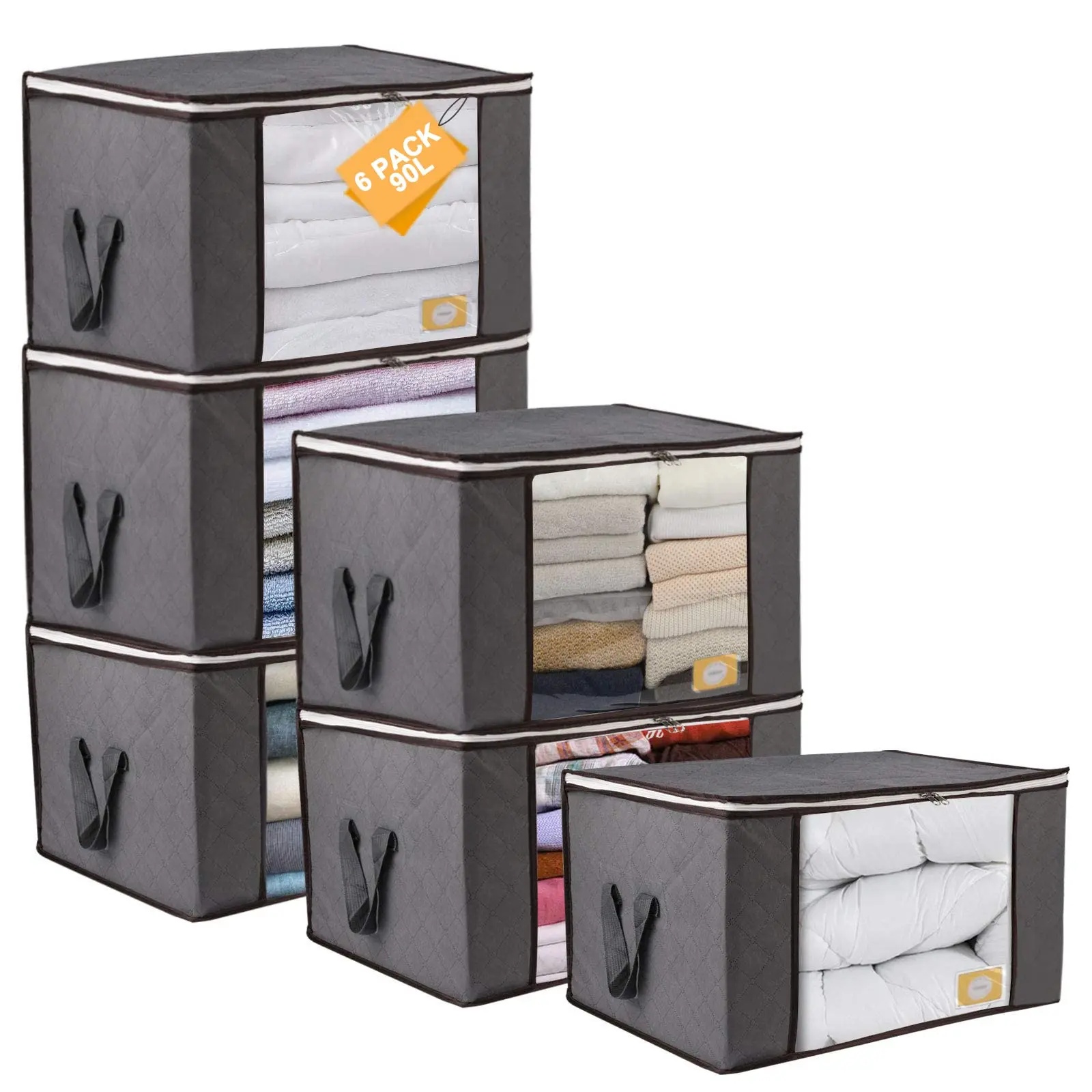 

Сумка для хранения одежды, большой емкости 90 л, 6 пакетов одеял, сумка для хранения с усиленными ручками/молниями, Beddin