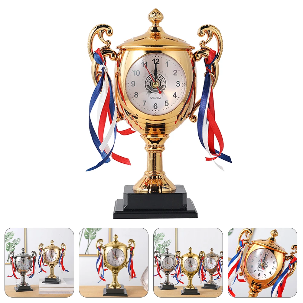 

1Pc Graduation Gifts Trophy Shape Alarm Clock Students Bedside Clock (Golden)