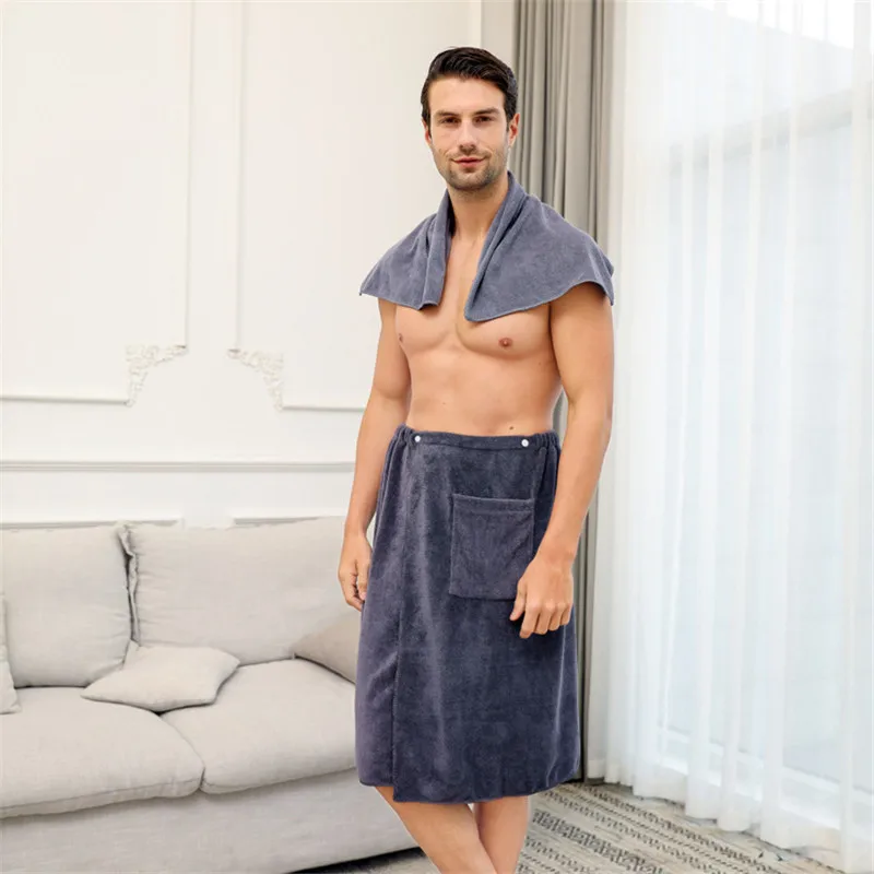 

Wearable Men Bath Towel Wrap With Pocket Mircofiber Absorbent Magic Swimming Beach Towel Home Shower Towels Bathroom 70*140cm