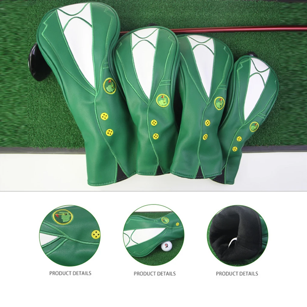 

Golf Club Covers PU Exquisite Green Jacket Sport Equipment Driver Protector Sports Accessories Digital Pole Number Plate