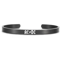 new acdc rock band logo stainless steel bracelet for men women punk simple bracelet jewelry