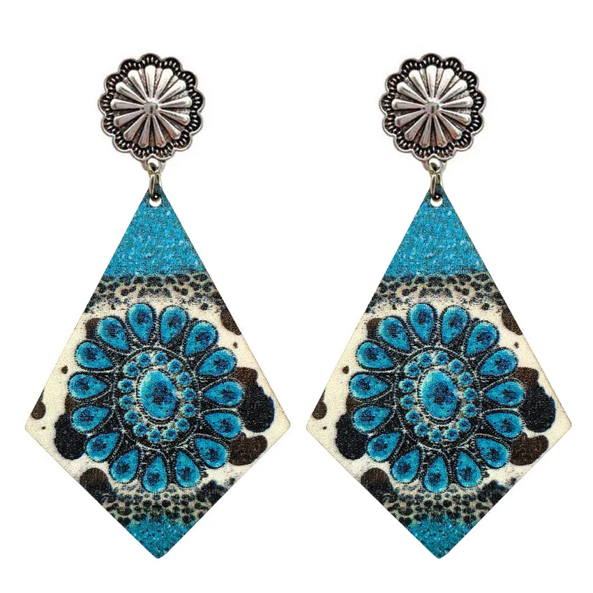 Женские серьги из воловьей кожи с леопардовым принтом