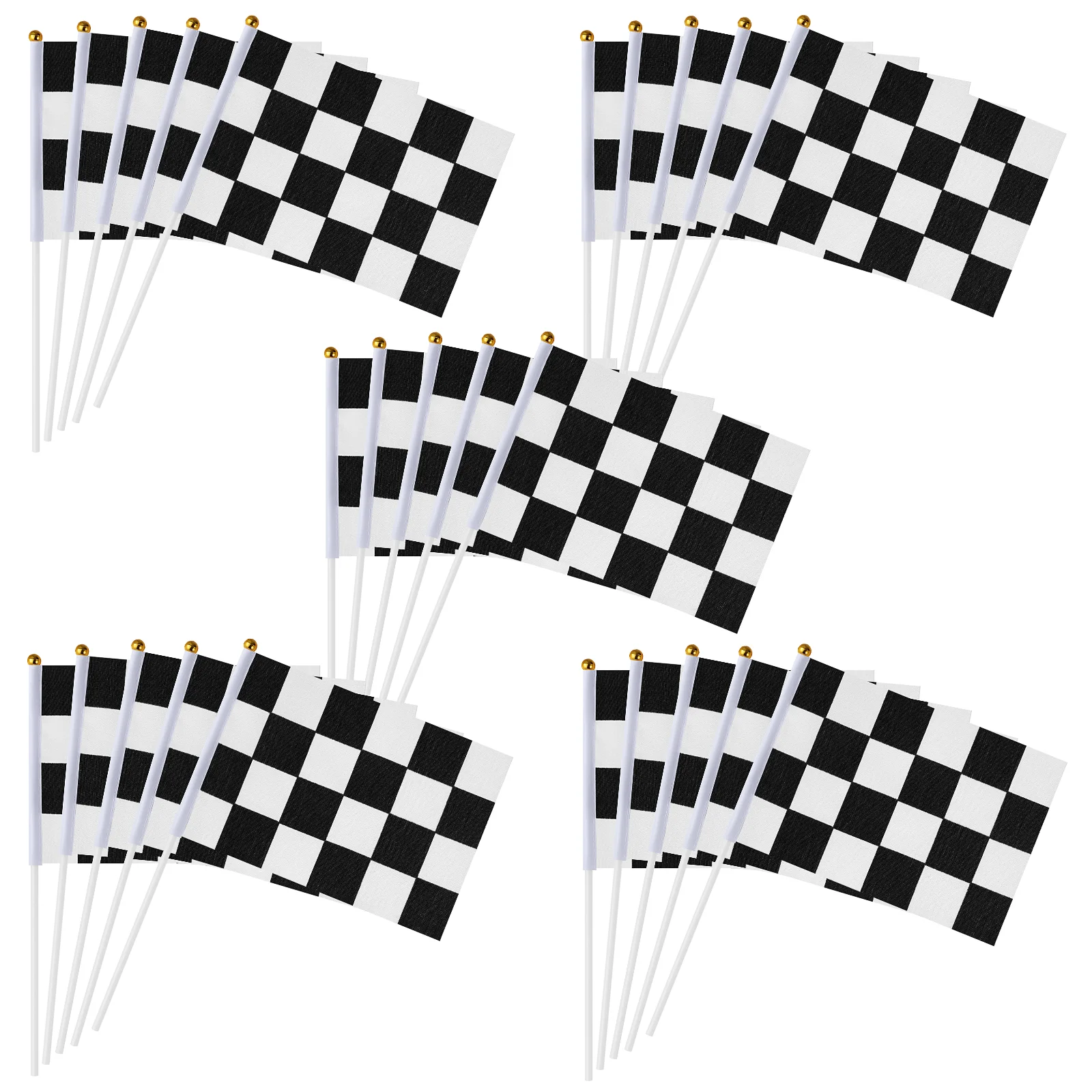 

25pcs Sports Events Flags Checkered Race Flags Polyester Flags Match Party Waving Flags with Sticks
