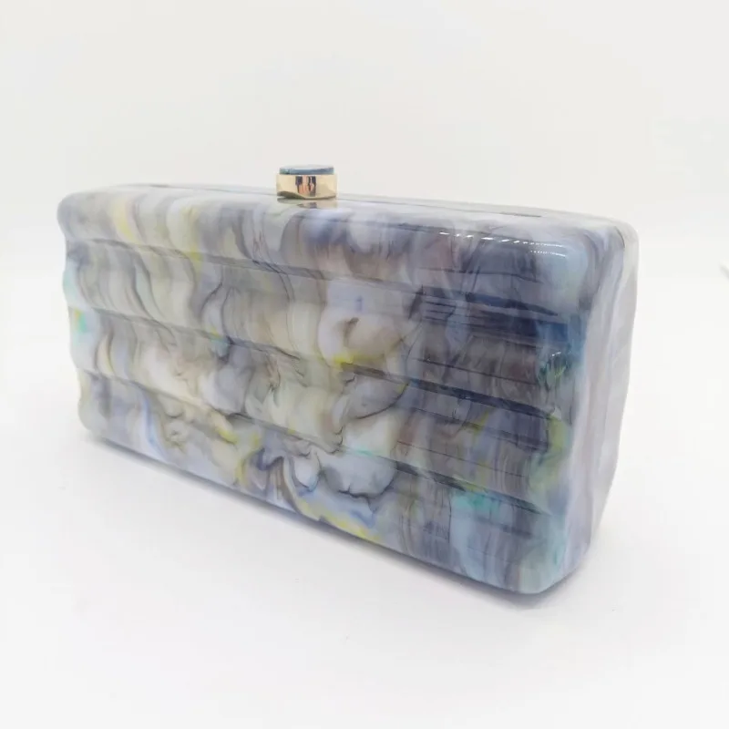 

New Fashion Personalized Acrylic Stripe Design Handheld Evening Bag Vintage High Quality Chain One Shoulder Crossbody Bags