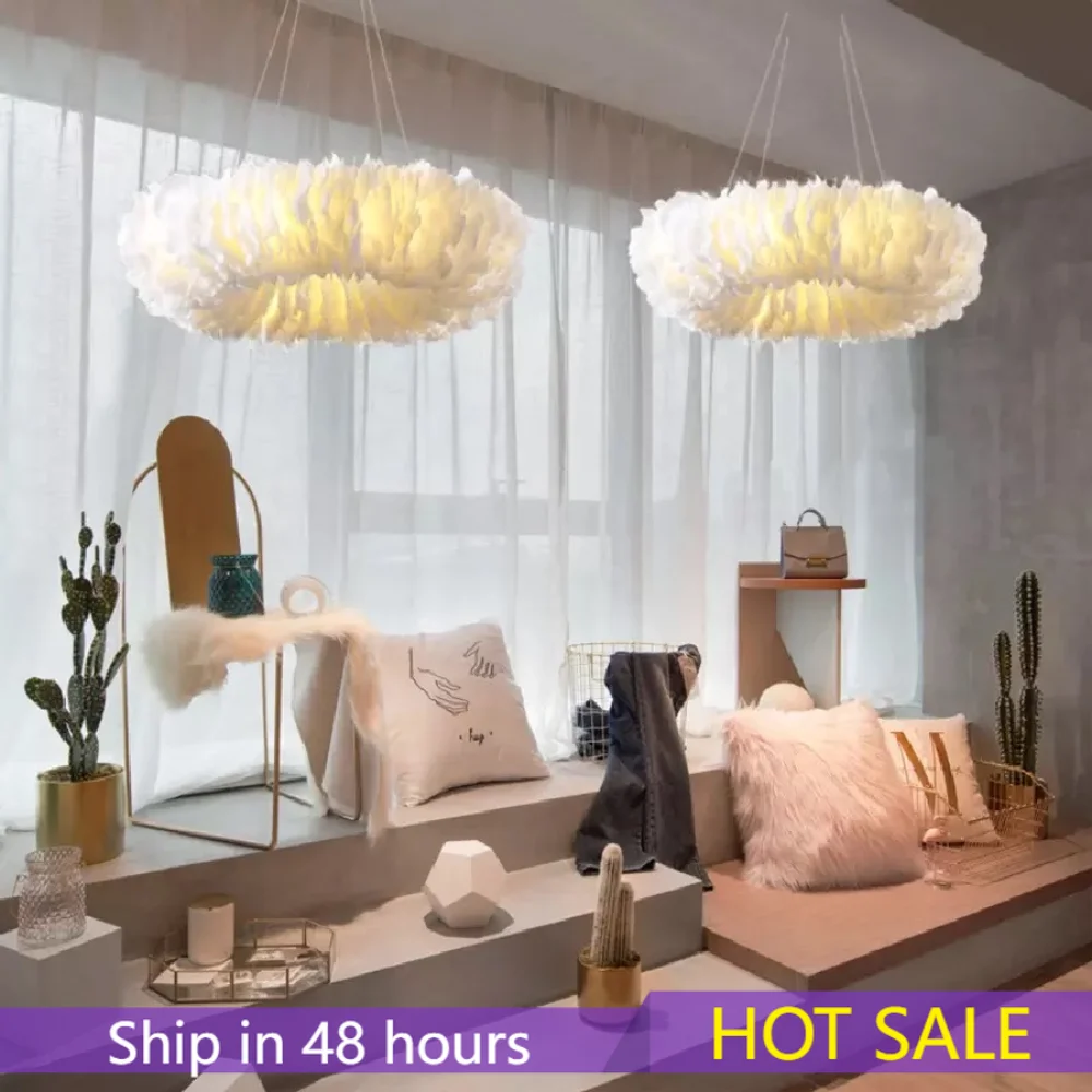 

Скандинавская Потолочная люстра с перьями, новый блеск, подвесные лампы для гостиной, спальни, домашний декоративный светильник