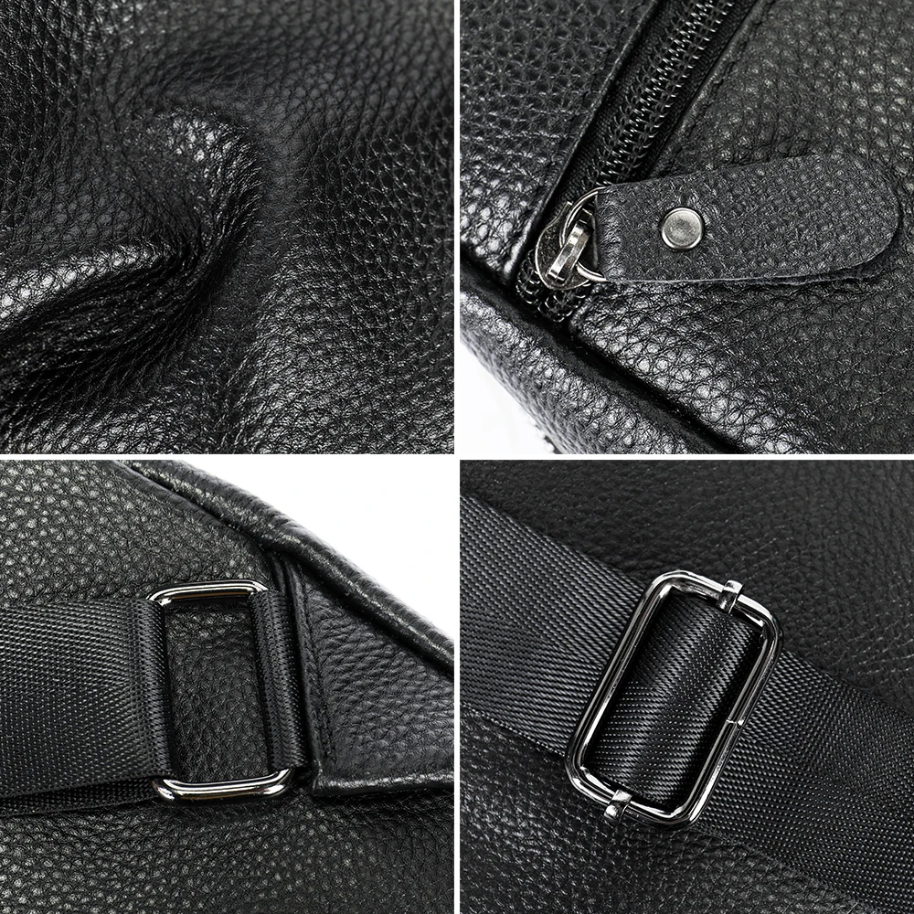 WESTAL Cowhide Leather Shoulder Bag Husband Messenger Crossbody Bag Male Chest Bag Side Sling Pack Slingback Phone Pocket