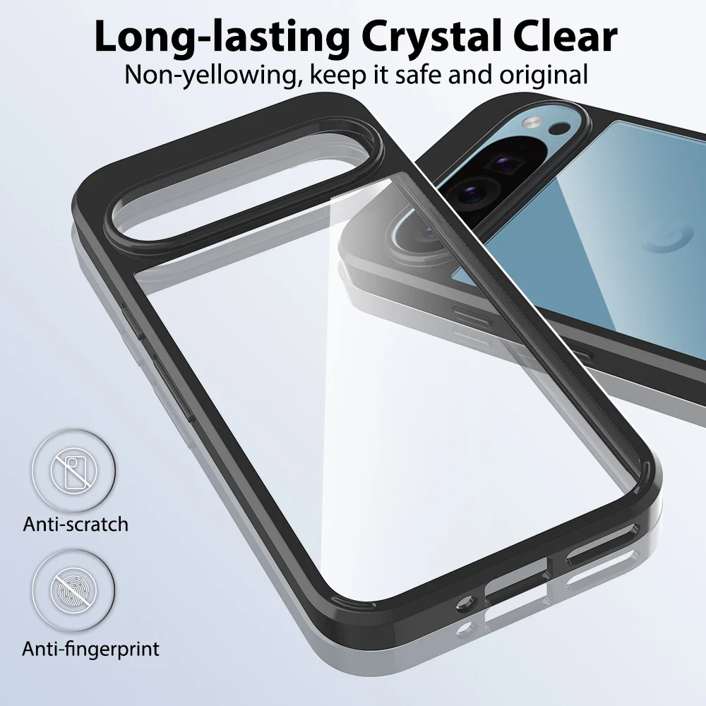 Противоударный акриловый прозрачный жесткий чехол для Google Pixel 9 Pro 8A 8 7A 7 6 нежелтый