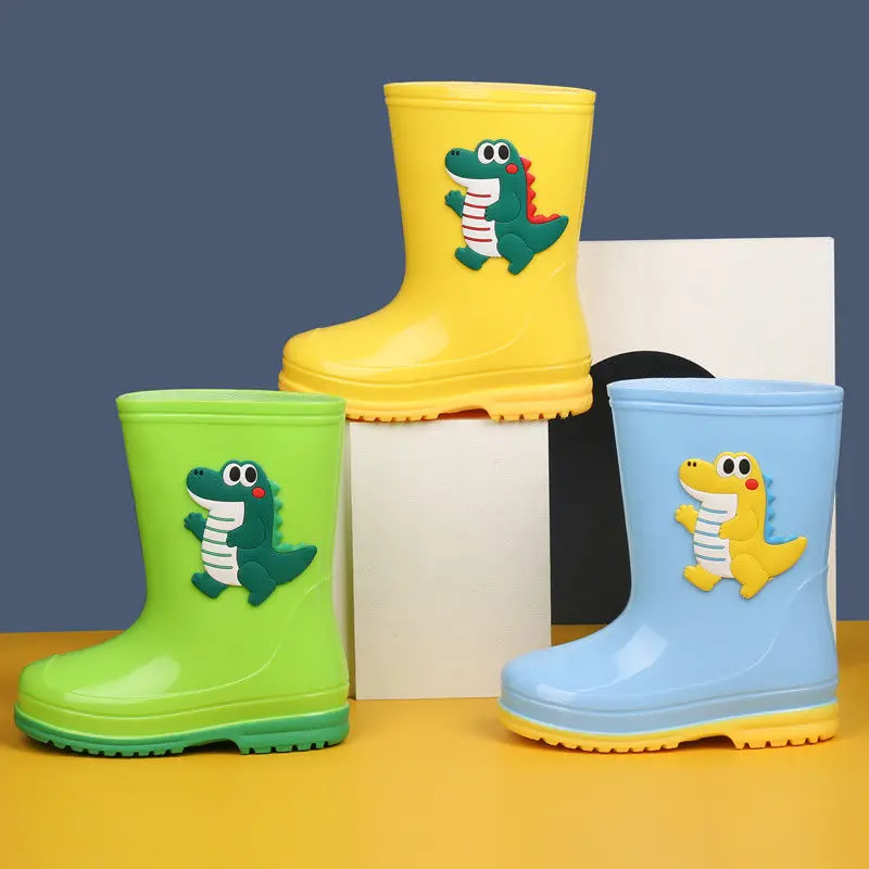 Baby Rainboots Waterproof Spring Summer Children Shoes Cartoon Dinosaur Boys And Girls Rainy Day Shoes High Top Kids Rain Boots enlarge