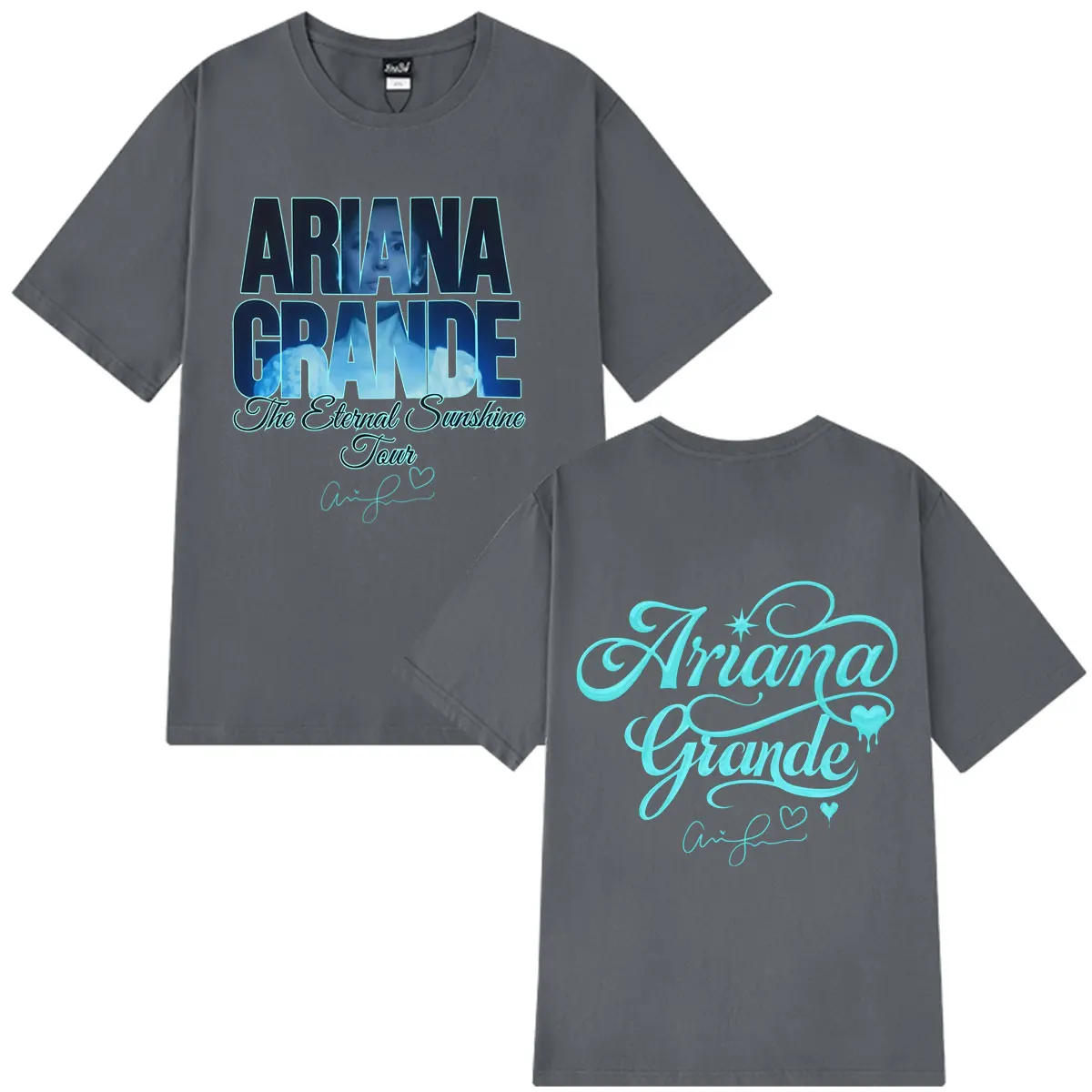 Фото Футболки с принтом Ariana Grande Eternal Sunshine Tour 2026 для мужчин и женщин, винтажные футболки с короткими рукавами, свободные повседневные хлопковые футболки №2