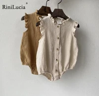 rinilucia toddler baby girls jumpsuit ruffles summer casual romper infant sleeveless button playsuit outwear children clothes