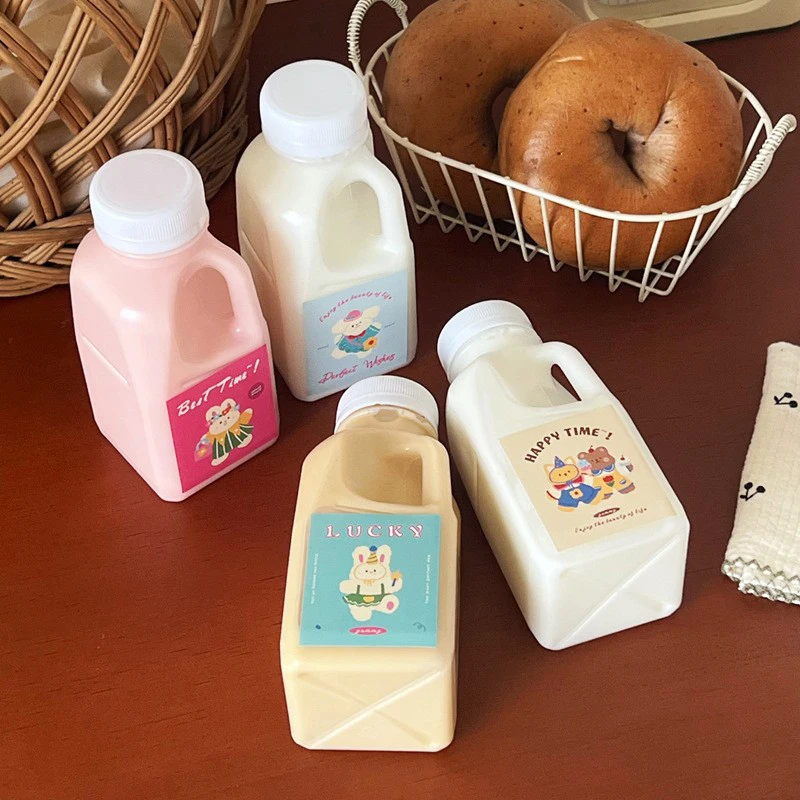 Прозрачная Детская Бутылка Для Воды Пластиковая Сока Молока С Крышкой Походная